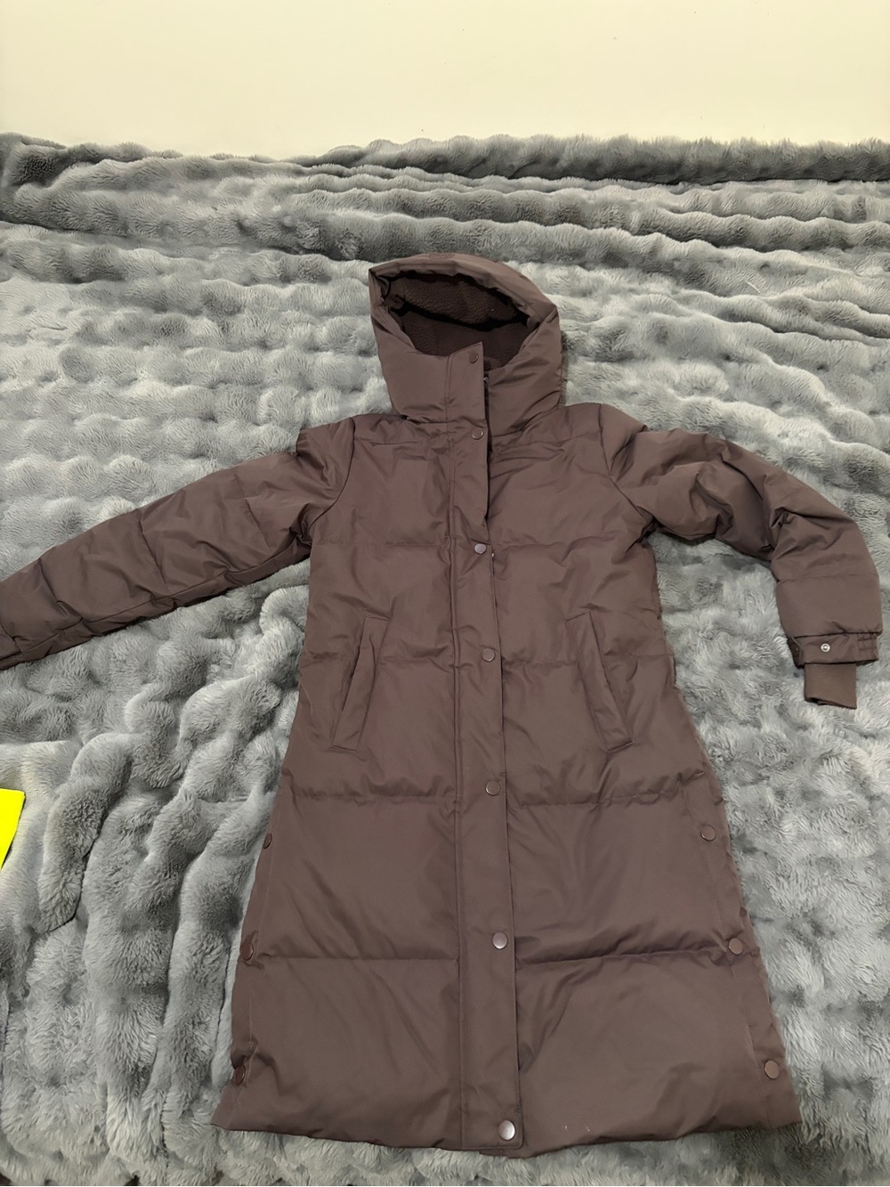 Mindetta Outdoor Project Long Puffer Coat with Hood - Brown - Small - Picture 2 of 6
